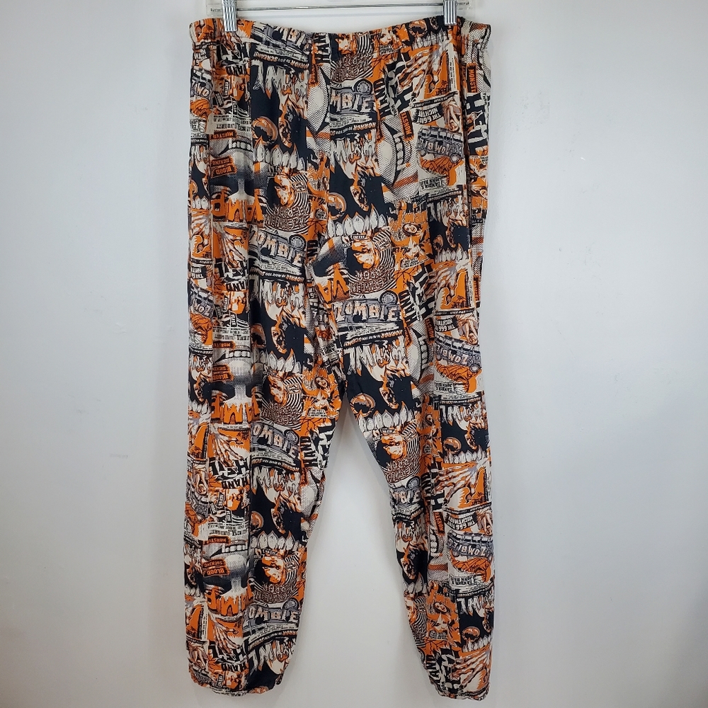 Vintage Zombie Horror Movie Night Pajamas PJ Bottoms Pants Medium Unisex Cotton - Picture 6 of 9